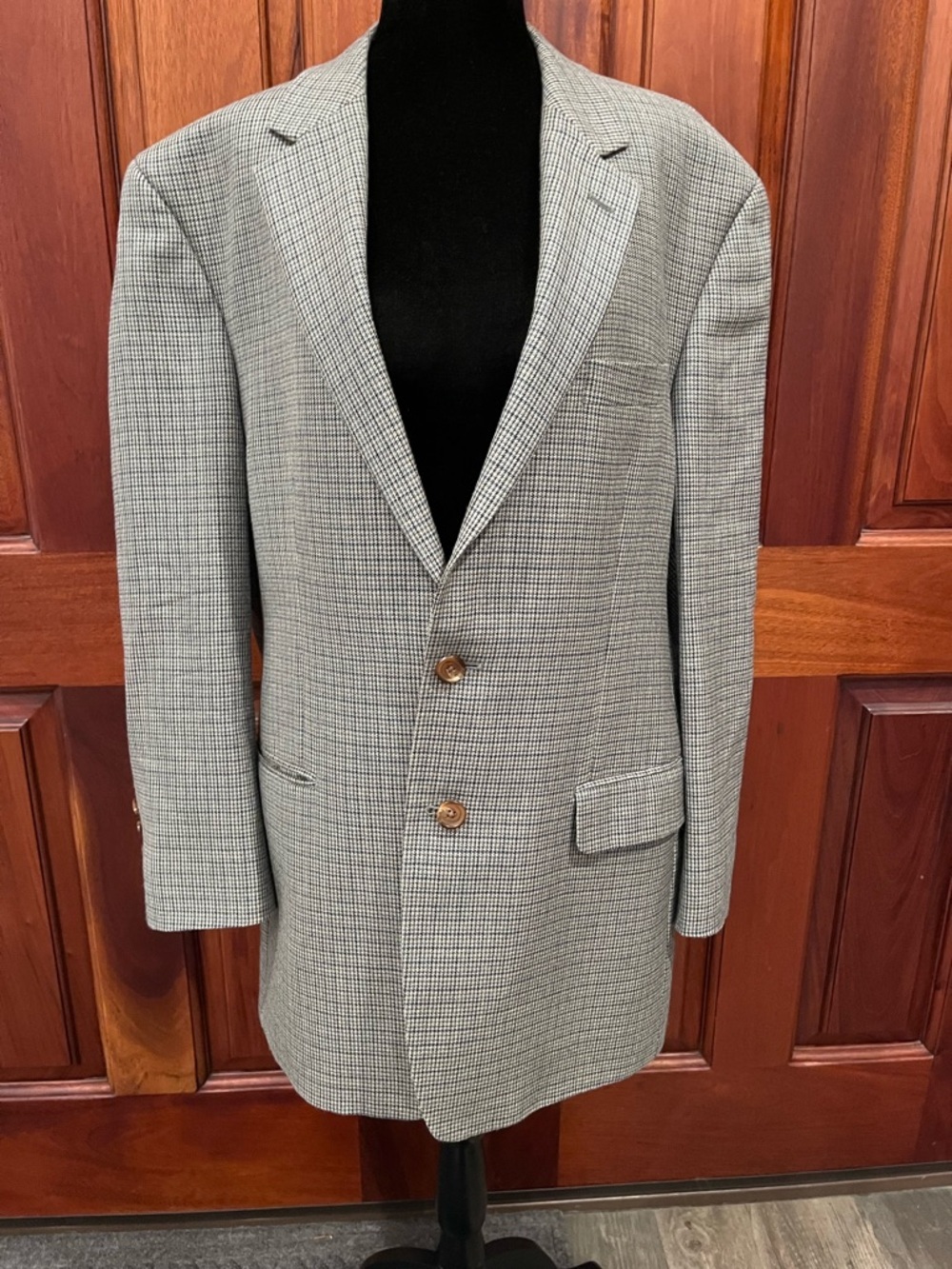 Ralph Lauren Blazer 42R Check Plaid Classic Wool Silk Sports Jacket Houndstooth